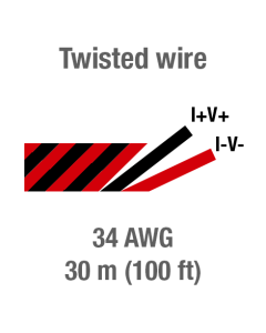 Twisted wire, red with black, 34 AWG, 30 m (100 ft)